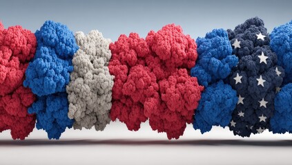 Patriotic-colored protein chain