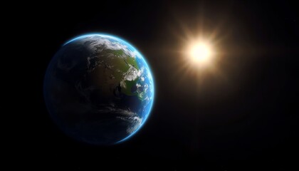 Fototapeta premium dramatic illustration of earth and sun showcasing solar system relationship