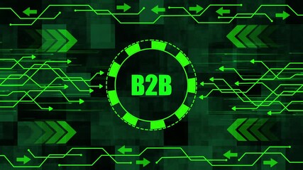 B2 B Business Growth Digital Network Connection Arrows Technology Abstract Green Background - Powered by Adobe