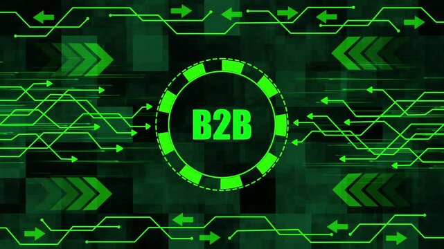 B2 B Business Growth Digital Network Connection Arrows Technology Abstract Green Background