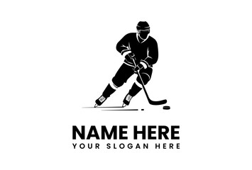 Obraz premium Dynamic Ice Hockey Player Silhouette Logo Design 1.