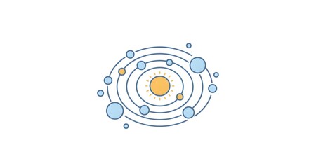 Minimalist Solar System Illustration on White Background