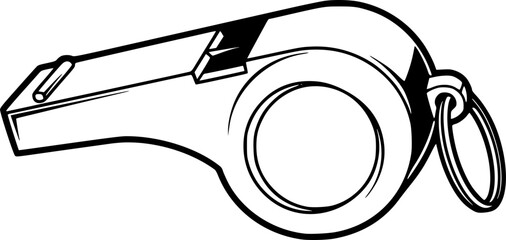 Whistle Outline SVG Vector Black and White Illustration
