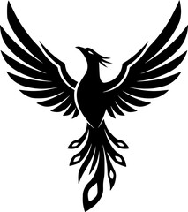 Fototapeta premium Black Phoenix Vector Outline Bird Design 