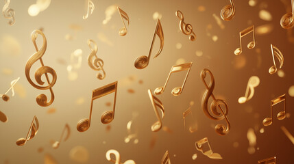 Elegant golden music notes create a timeless symphony of sound background