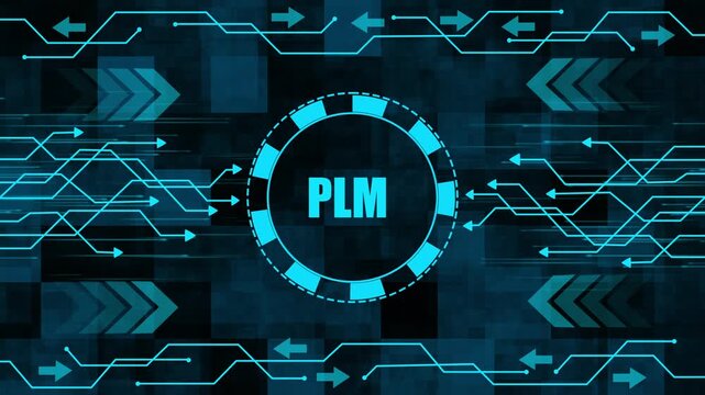 Futuristic P L M Product Lifecycle Management Digital Network Flow Arrows Technology Concept