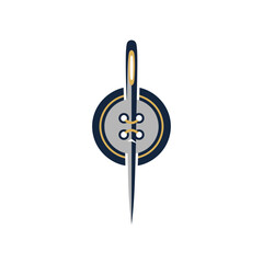 A unique, minimalist tailor logo. A professional vector icon of a needle and button, symbolizing precision, craftsmanship, and modern style