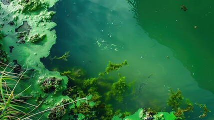 Fototapeta premium Blue - Green Algae: A Comprehensive Exploration of these Ancient and Ecologically Significant Organisms. Uncover their unique characteristics, such as their ability to perform photosynthesis