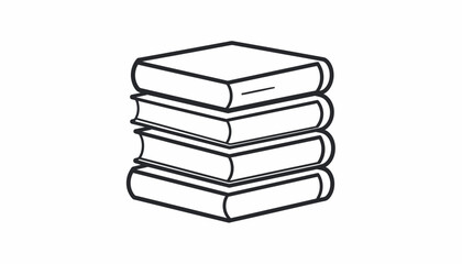 Stack of Books Icon Simple Line Art Illustration