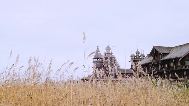 Kizhi churchyard, Kizhi. The museum is a reserve of wooden architecture. North of Russia, Lake Onega