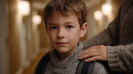 A tender moment unfolds as a young child is embraced by an adult, their expressions conveying warmth, safety, and unwavering support. A soft glow illuminates the scene.