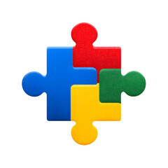 Obraz premium Colorful puzzle pieces forming a connection, symbolizing unity, teamwork, and problem solving, perfect for business strategy and creative collaboration visuals