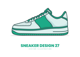 Fresh green and mint sneaker vector illustration with sporty styling, ideal for eco-conscious campaigns, activewear promotions, and energetic streetwear concepts.