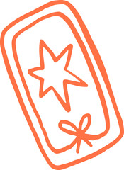 Line art hand drawn illustration of a tarot card with star symbol. Whimsical decorative element, vector