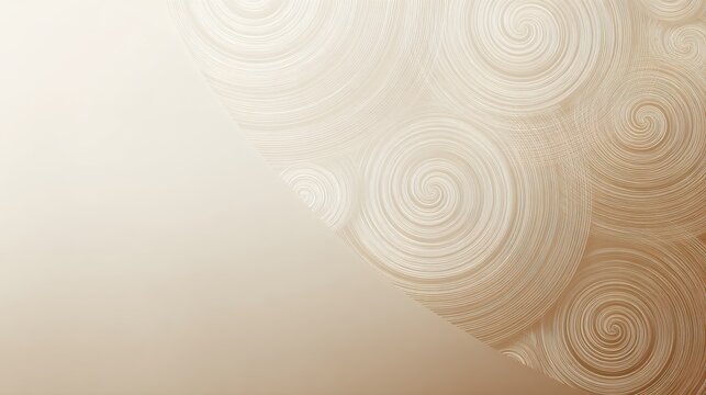 Abstract swirling spiral pattern with textured circular design in soft neutral beige and cream tones creating a calming and intricate background for artistic projects