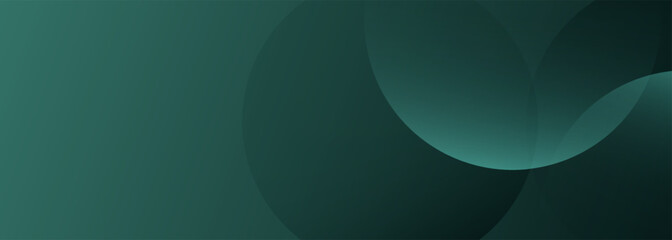 A dark green background with smooth, overlapping circles. The background is green with a gradient texture, creating a modern, abstract style. Minimal abstract circles vector gradient background