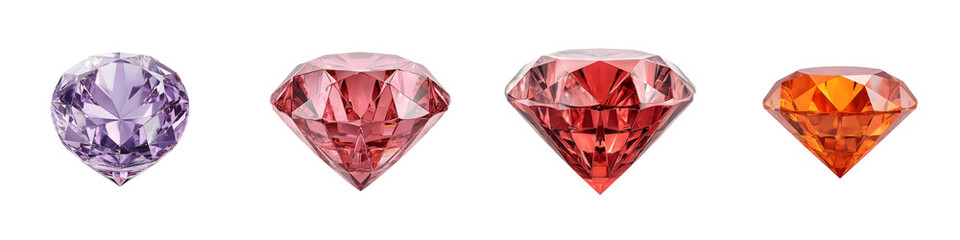 Fototapeta premium Colorful Diamond Gems: Precious Stones Isolated on White Background