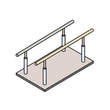 Flat icon rehabilitation parallel bars isometric ilustration