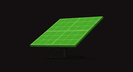 Vibrant Green Solar Panel with Hand-Drawn Grid Pattern on Angled Stand