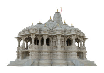 Intricate architectural of a temple cultural heritage site 3d model digital environment front spiritual conceptualization. Cut out png