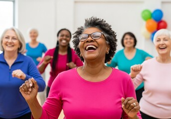 Joyful Women Laughing Together During Fitness Class with Friends