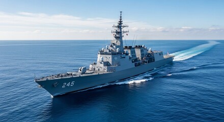 Naklejka premium JS Maya DDG-179 Japanese Destroyer at Sea.