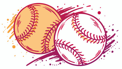 Dynamic Duo Abstract Baseball Design with Red and Orange Hues.