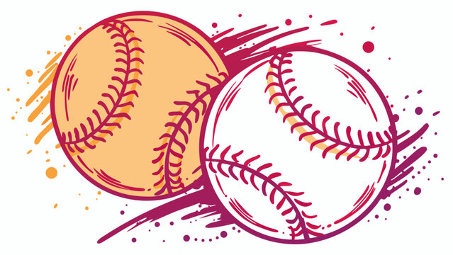 Dynamic Duo Abstract Baseball Design with Red and Orange Hues.