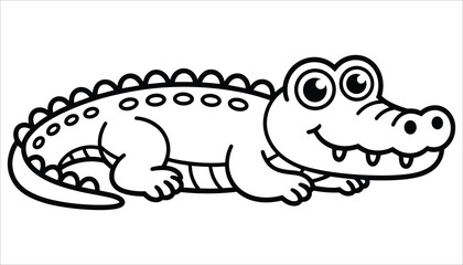 Cute Crocodile Cartoon Coloring Page for Kids