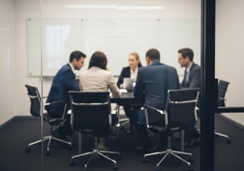 Fototapeta premium Business team meeting in modern office discussing strategies