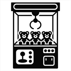 Claw Machine Arcade Game with Teddy Bears Vector