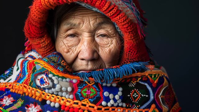 Sami elders adorned in traditional clothing adorned with intricate beadwork and vibrant colors.
