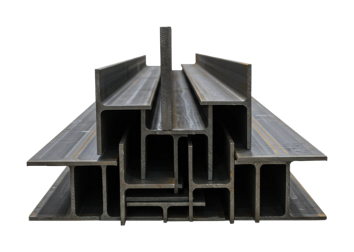 Industrial metal profile sections manufacturing facility product showcase factory setting structural integrity. Cut out png