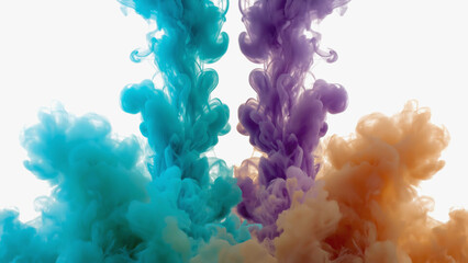 Fototapeta premium Colorful Smoke Plumes Floating with Soft Colors on White Background