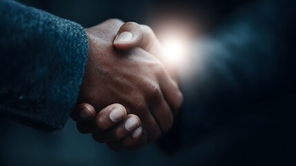 Venture capital handshake closing a funding deal with startup finance lighting