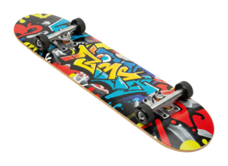 Skateboarding action urban street sports equipment colorful environment low angle adventure and youth culture. Cut out png