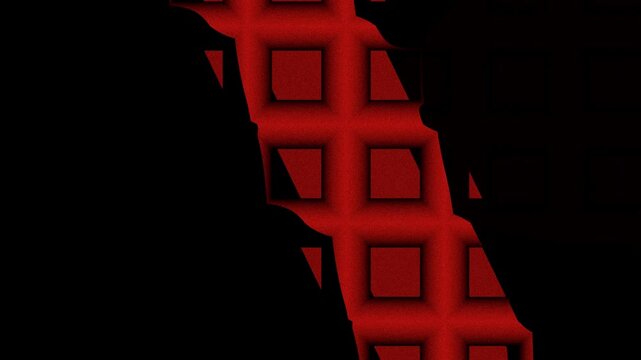 Sfondo nero con quadrati rossi in movimento orario e antiorario