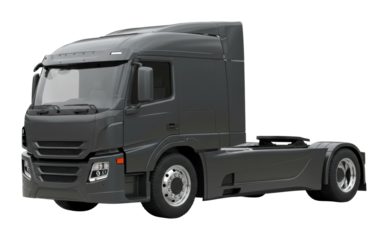 Heavy-duty truck transporting goods urban area vehicle daytime side logistics concept. Cut out png