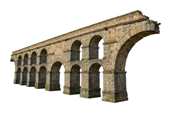Historical aqueduct structure ancient location architectural feature stone environment side engineering. Cut out png