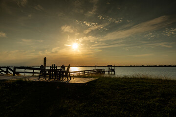 Horizontal Color image of a Sunset on the backwaters near Rockport, TX.  