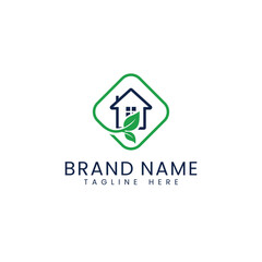 home leaf logo, home green logo template