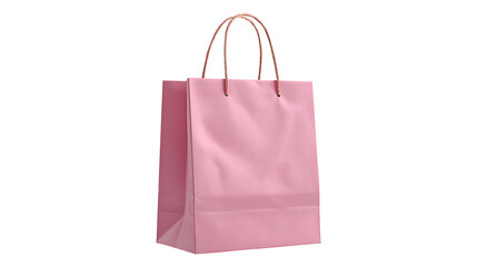 Modern Pink Paper Bag Ready for Shopping, isolated on transparent background, PNG