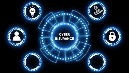 Digital futuristic glowing blue hud interface element with radial design on black background - Powered by Adobe