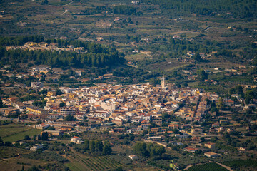 Aerial view of colorful buildings in a serene rural town