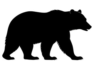 a black and white silhouette of a bear walking bear black isolated on white background  PNG.AI Generated.