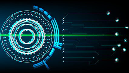 Futuristic Circular HUD Interface with Data Connections