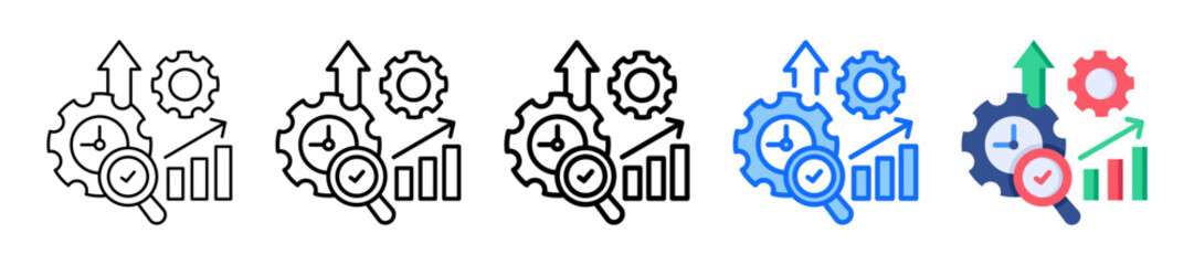 Obraz premium Productivity Check Icon In 5 Different Styles Set Collection