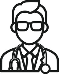 Obraz premium Stylized doctor avatar showcases outline of a professional figure wearing glasses and stethoscope