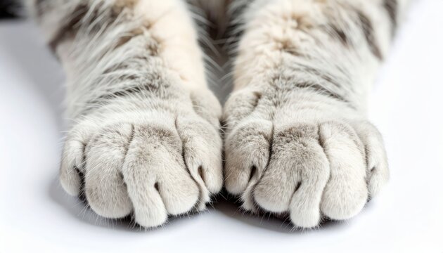 Soft paws of Cat: An up-close, intimate view showcases the soft, detailed paws of a domestic cat, its textured pads and sharp claws creating a tactile visual feast.