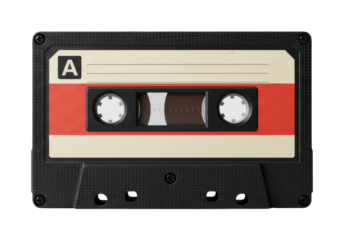Retro music vibes home studio cassette tape nostalgic atmosphere music concept. Cut out png